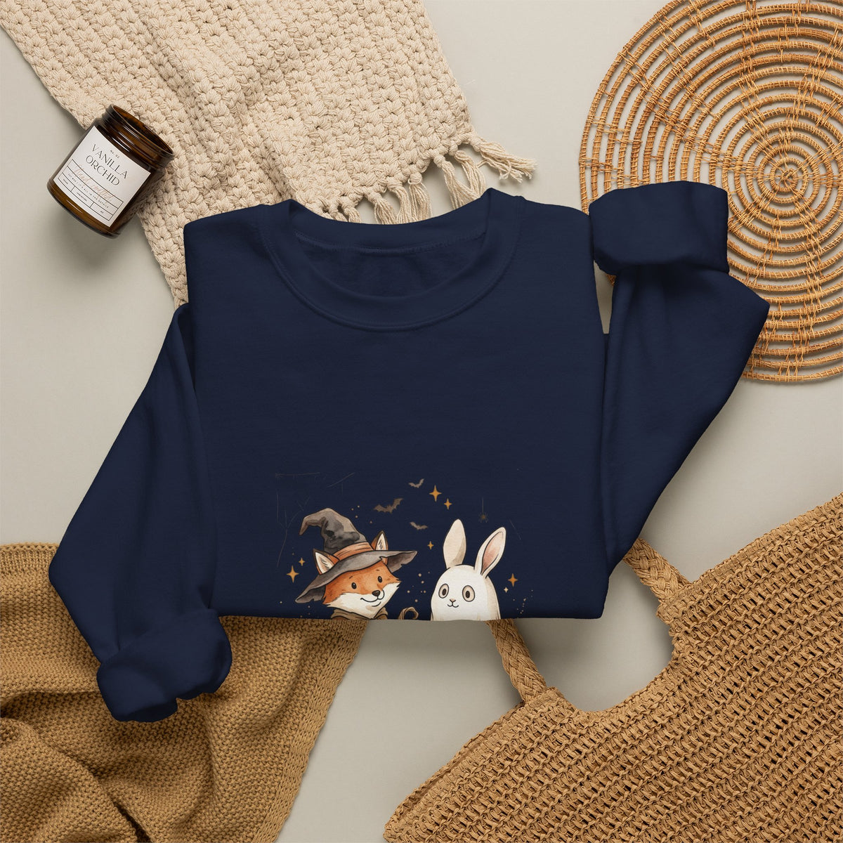 Cute Halloween Woodland Animals Sweatshirt | Spooky Animals Pumpkin Bunny Fox
