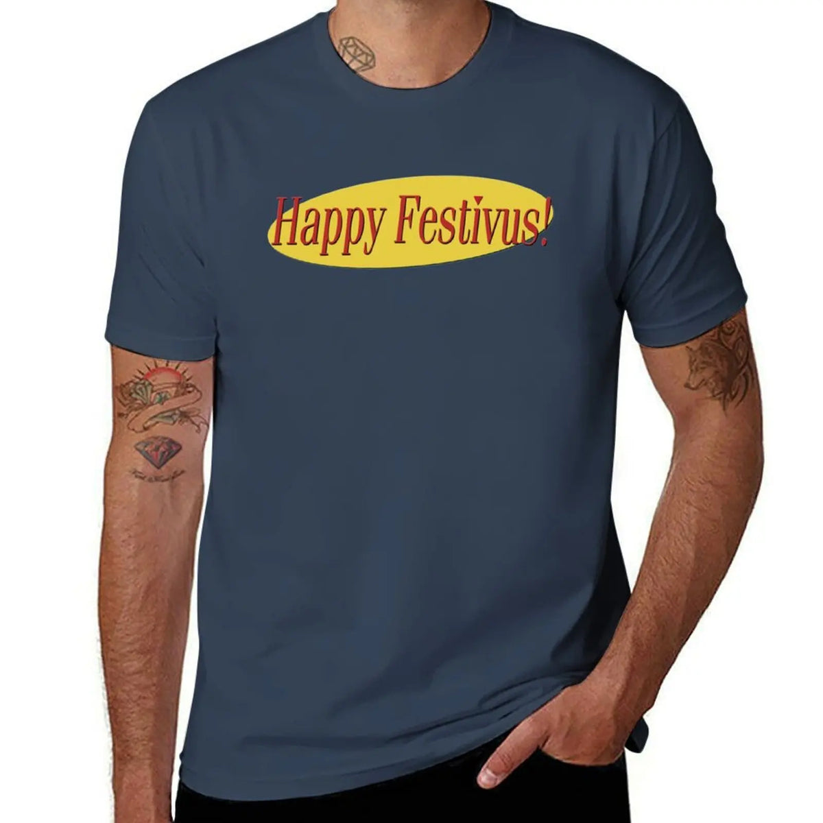 Happy Festivus! T-Shirt Casual Breathable Short Sleeve Top