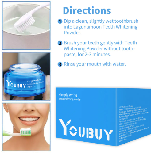 Teeth Whitening Brightening Powder — Natural Stain Remover for a Whiter Smile