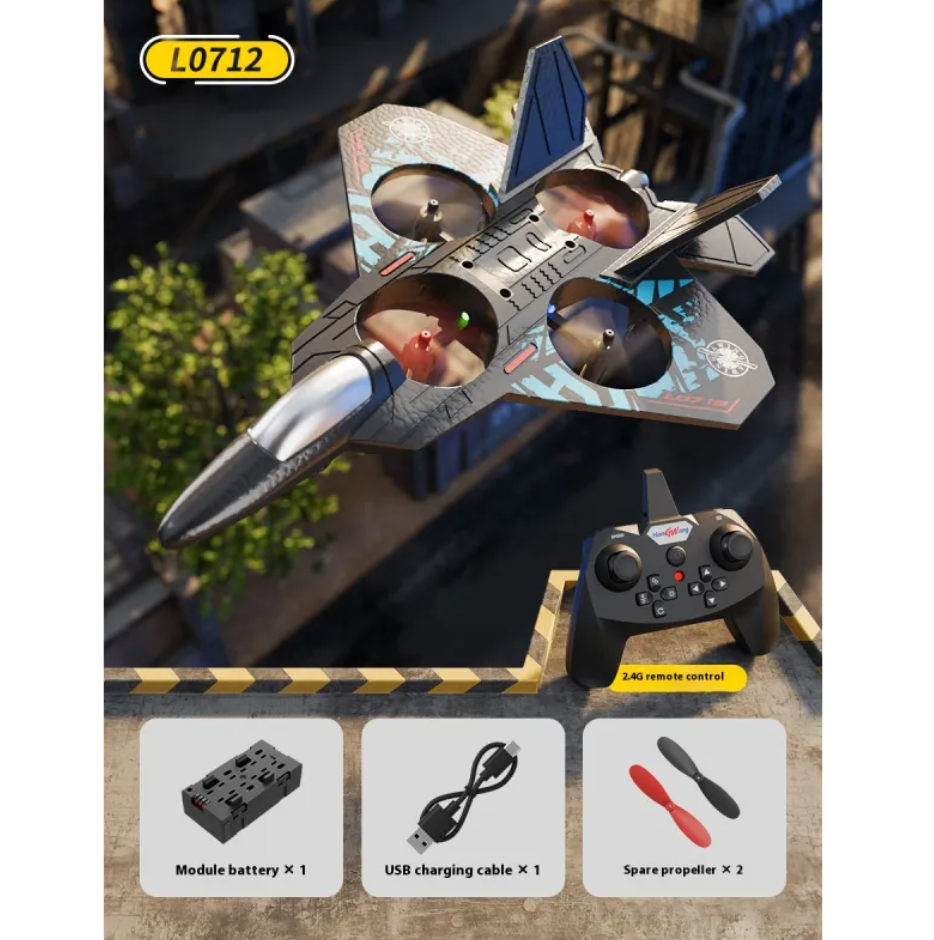 RC Fighter Jet for Kids with LED Lights, Flip Stunts & Gravity Sensing