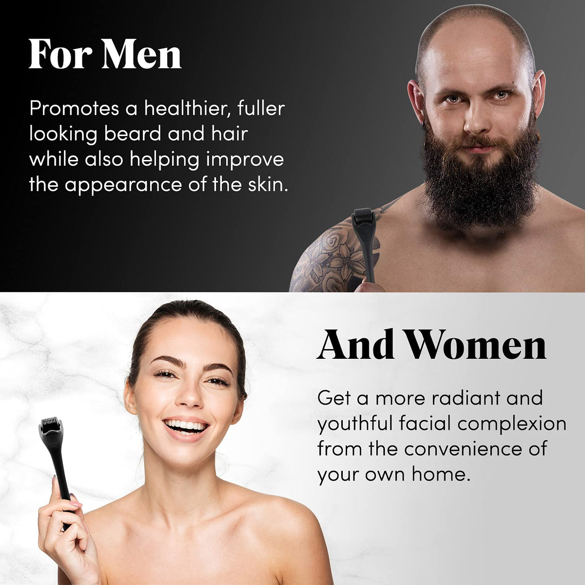 540 Titanium Microneedle Derma Roller — Face, Scalp & Beard Skin Renewal Tool for Men & Women