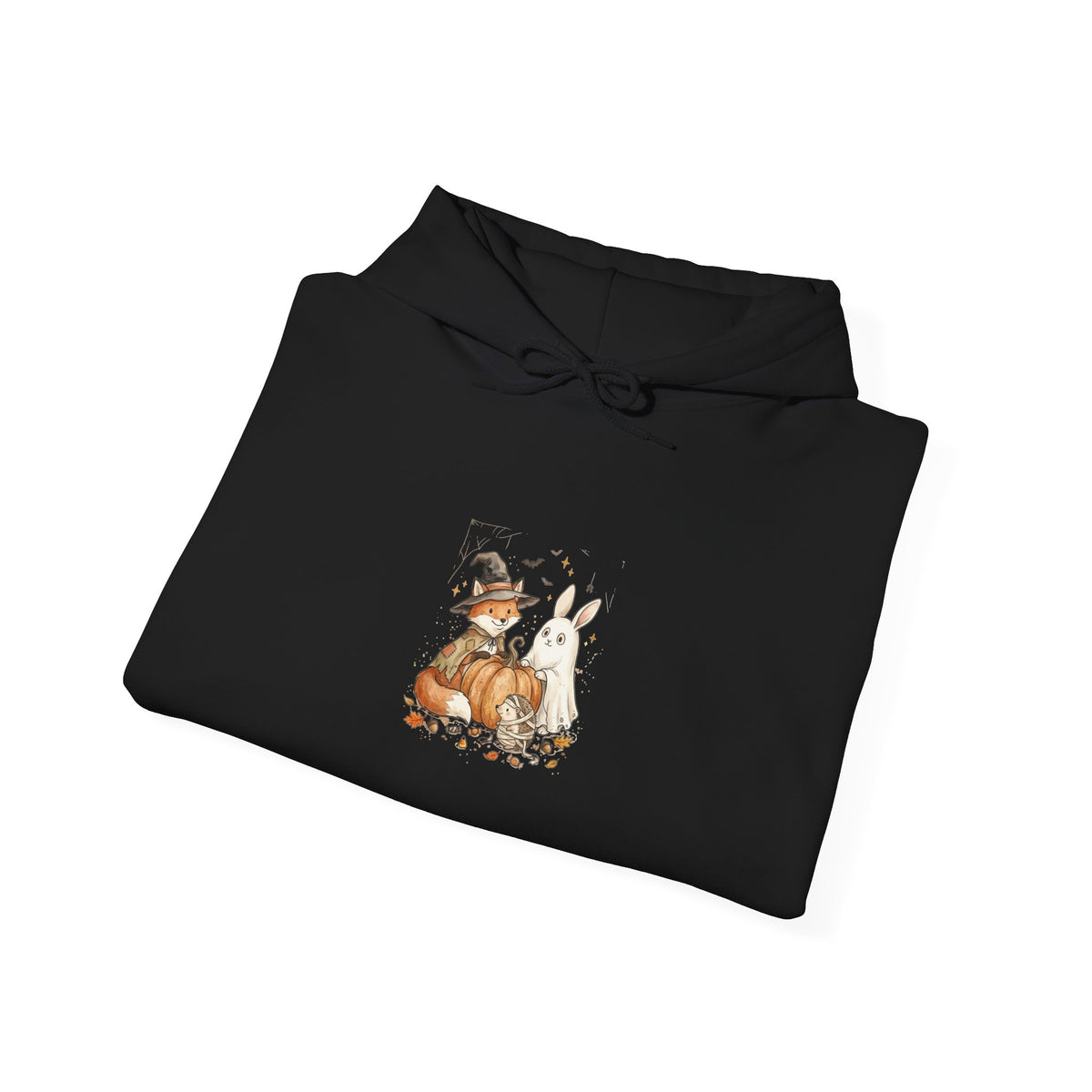 Spooky Pumpkin Fox Hoodie | Halloween Animal Illustration, Witch Hat