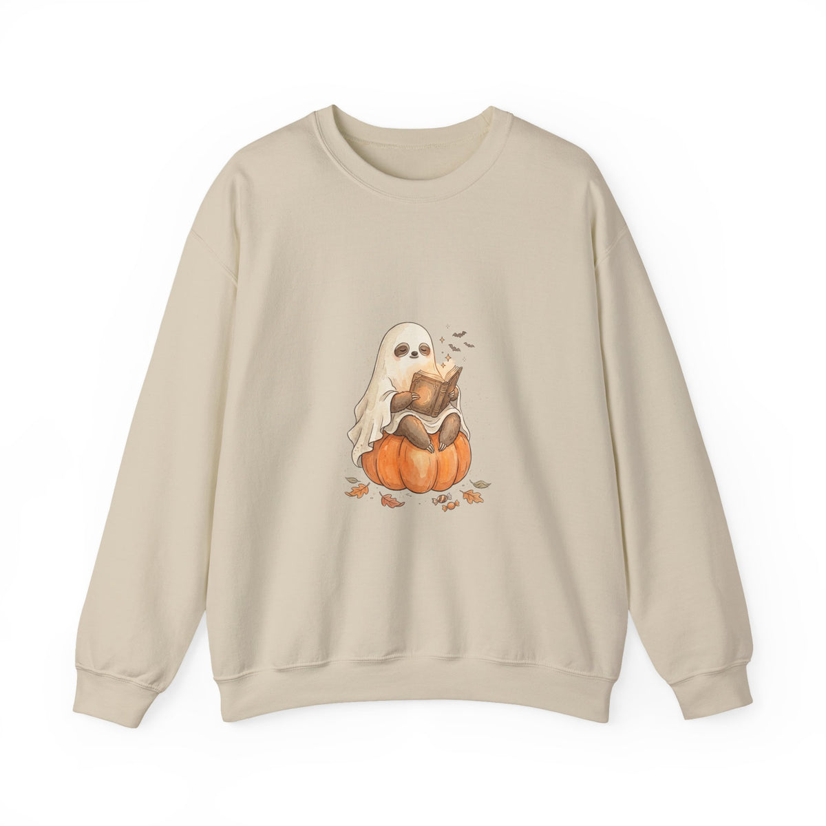 Ghost Puppy on Pumpkin Sweatshirt | Spooky Animals, Halloween Cute