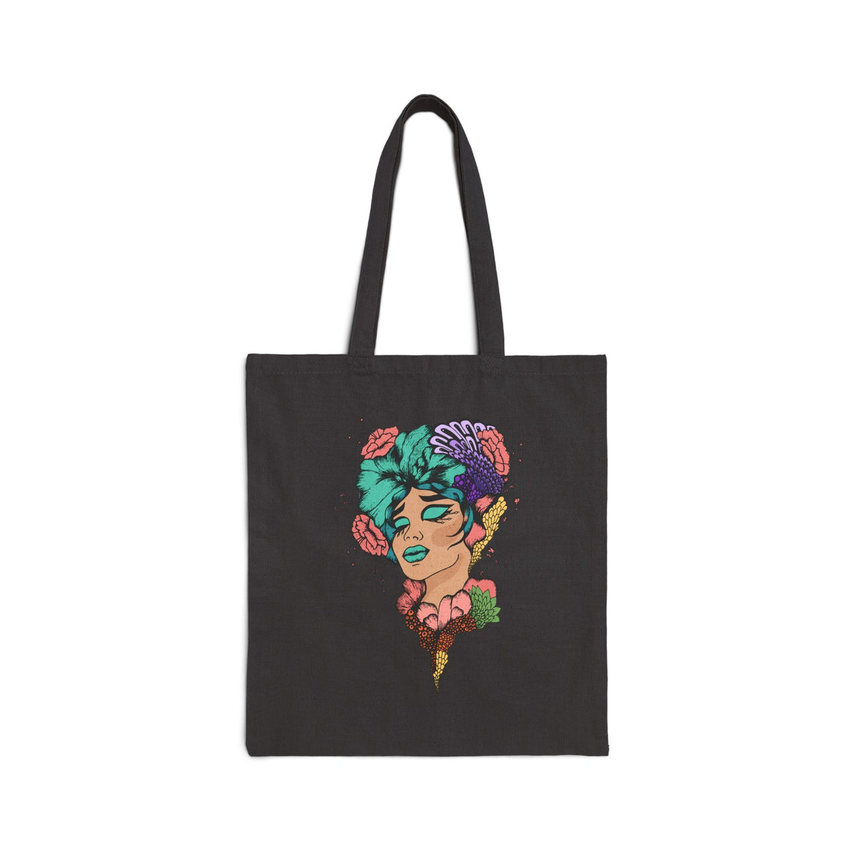 Floral Muse Canvas Tote — Artistic Woman Portrait Eco Bag