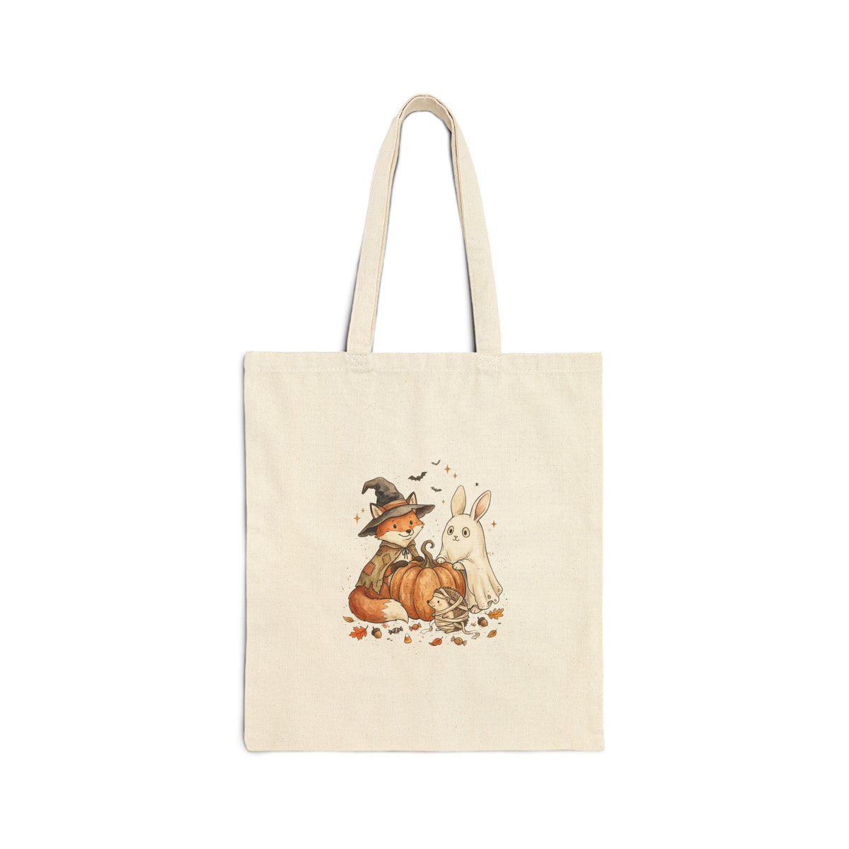 Spooky Animals Pumpkin Witch Hat Tote | Canvas Halloween Tote