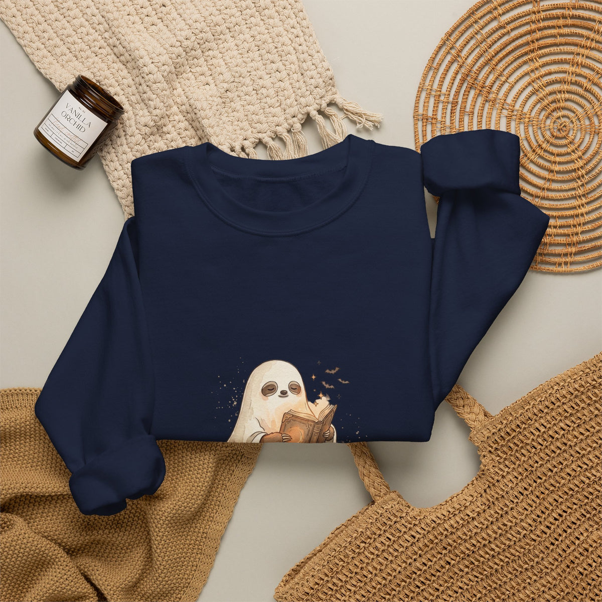 Ghost Puppy on Pumpkin Sweatshirt | Spooky Animals, Halloween Cute
