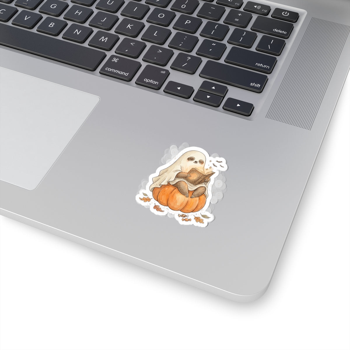 Ghost Sloth on Pumpkin Kiss-Cut Stickers | Spooky Animals Halloween Sticker