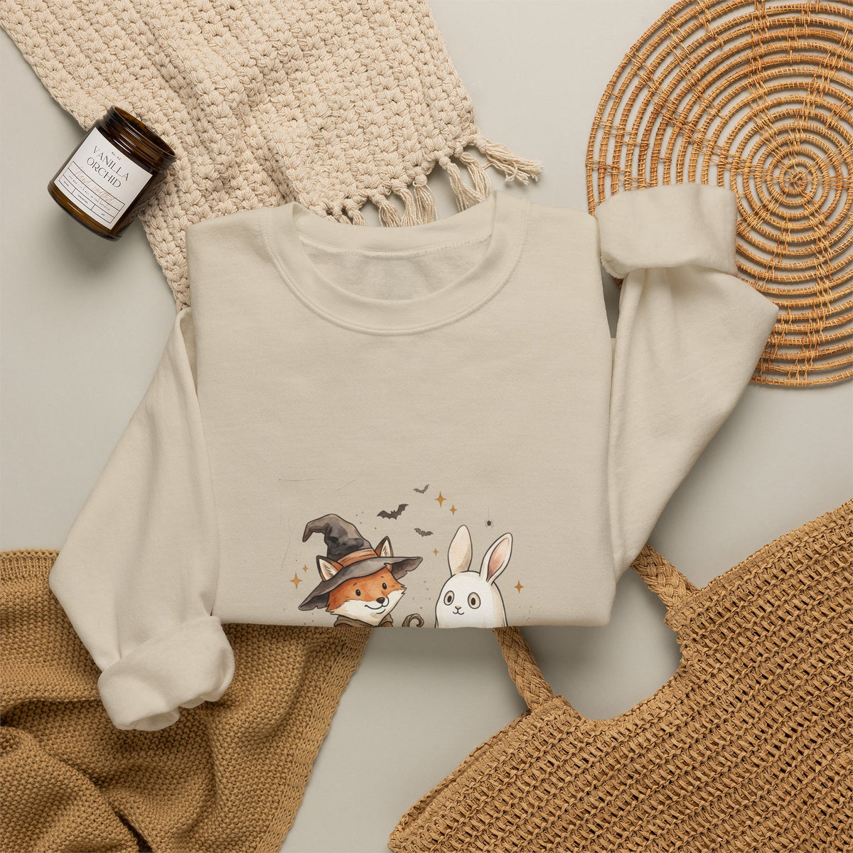 Cute Halloween Woodland Animals Sweatshirt | Spooky Animals Pumpkin Bunny Fox