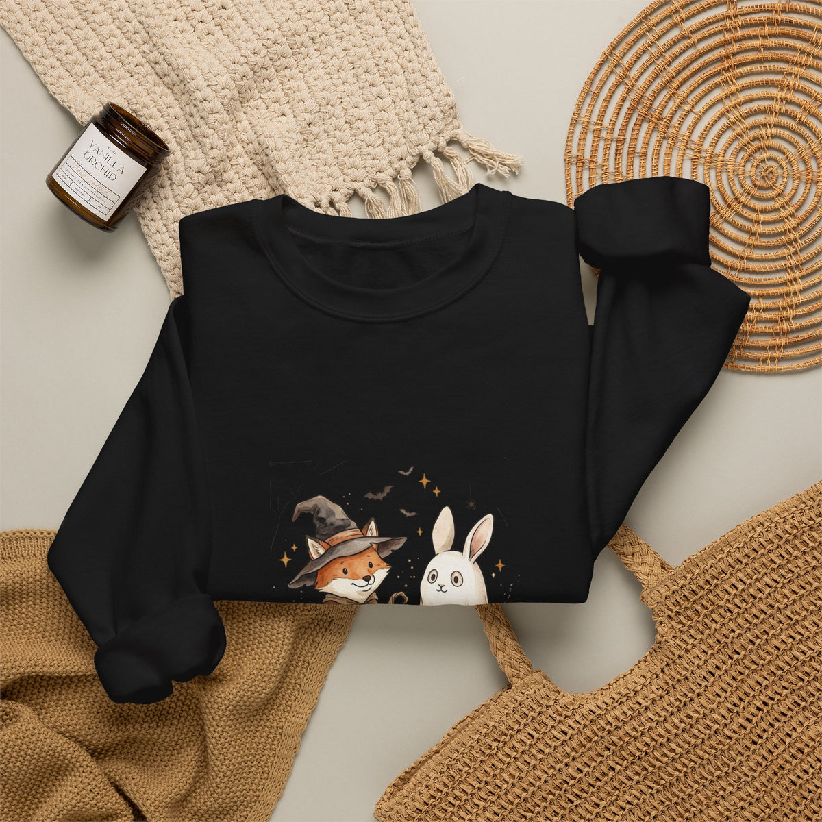 Cute Halloween Woodland Animals Sweatshirt | Spooky Animals Pumpkin Bunny Fox