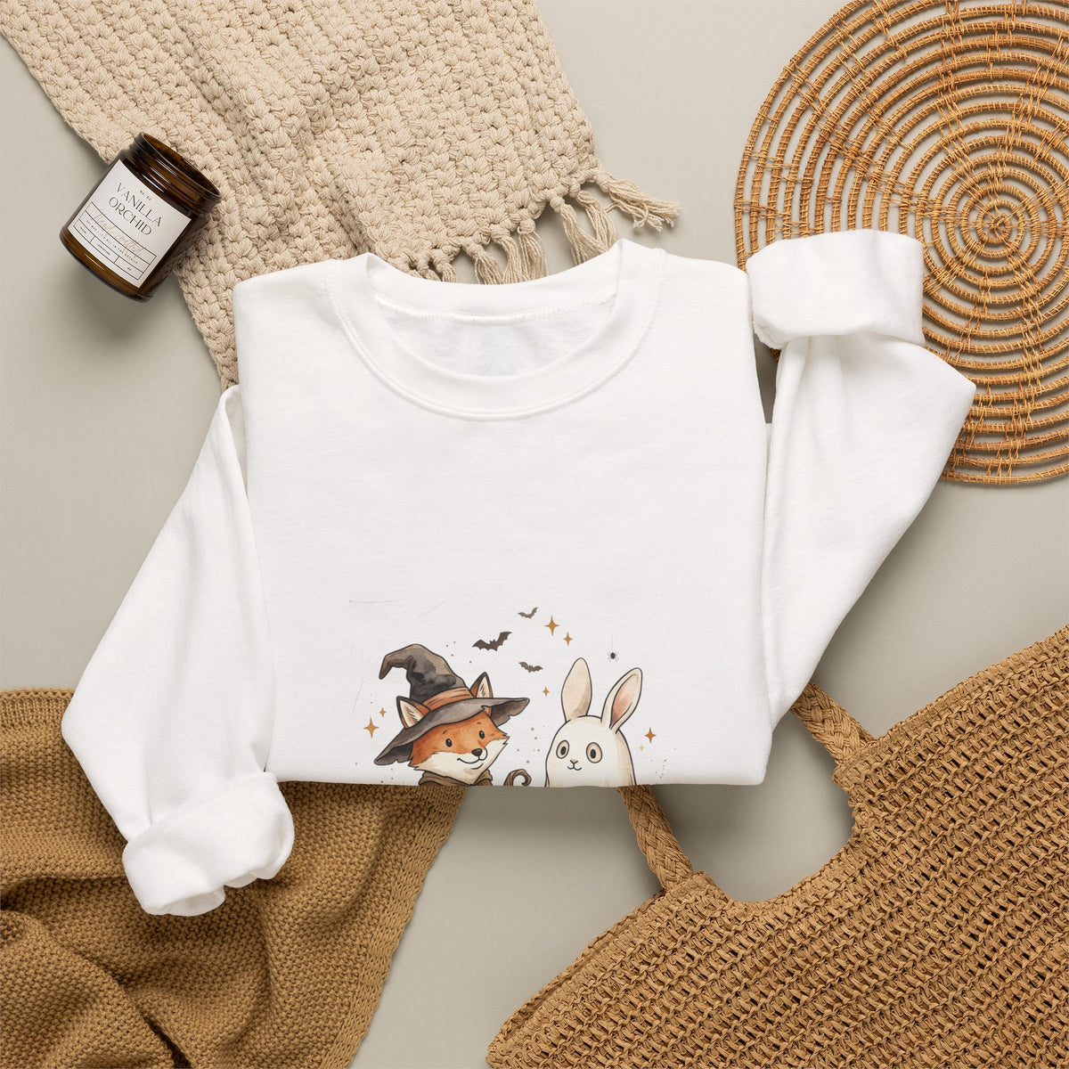 Cute Halloween Woodland Animals Sweatshirt | Spooky Animals Pumpkin Bunny Fox