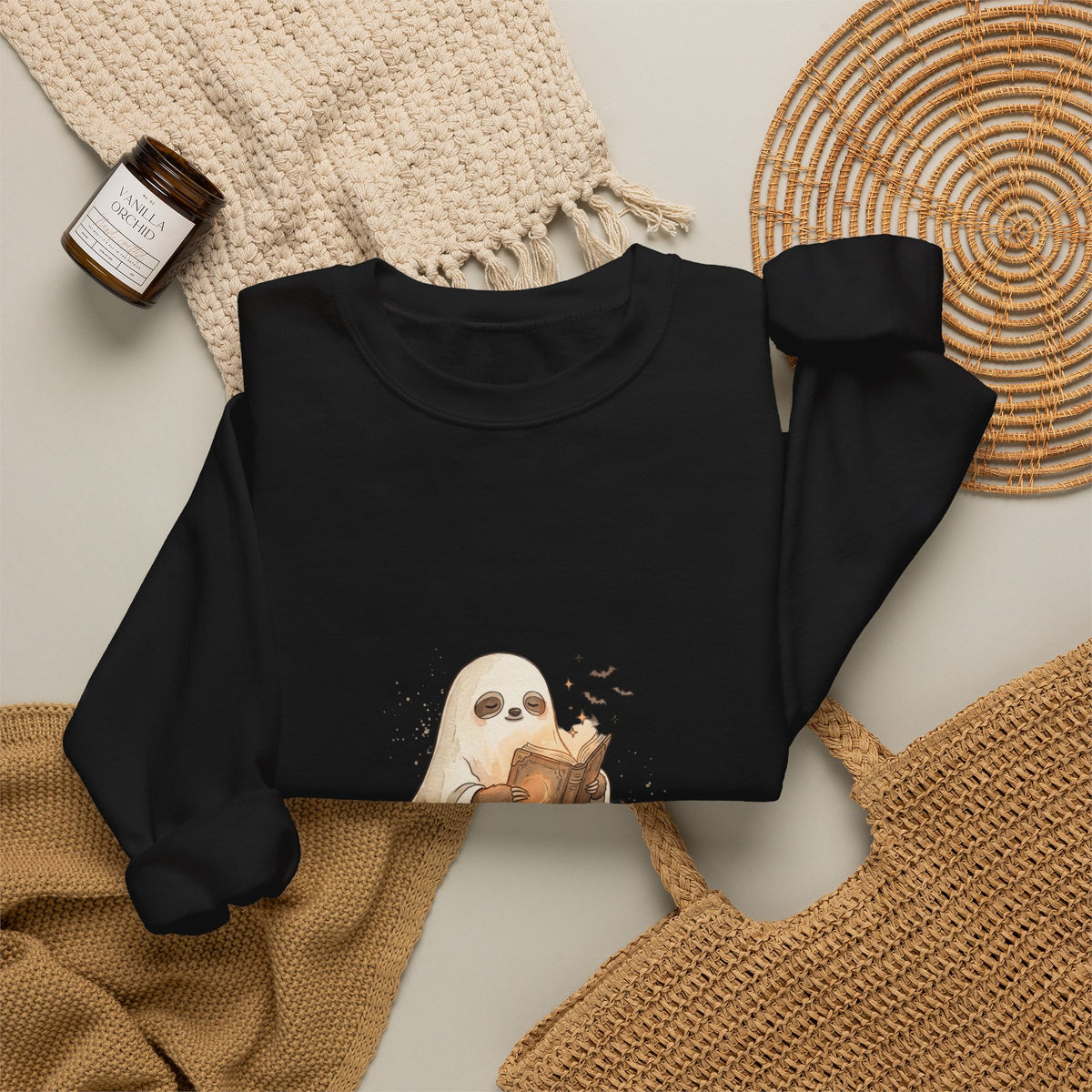 Ghost Puppy on Pumpkin Sweatshirt | Spooky Animals, Halloween Cute