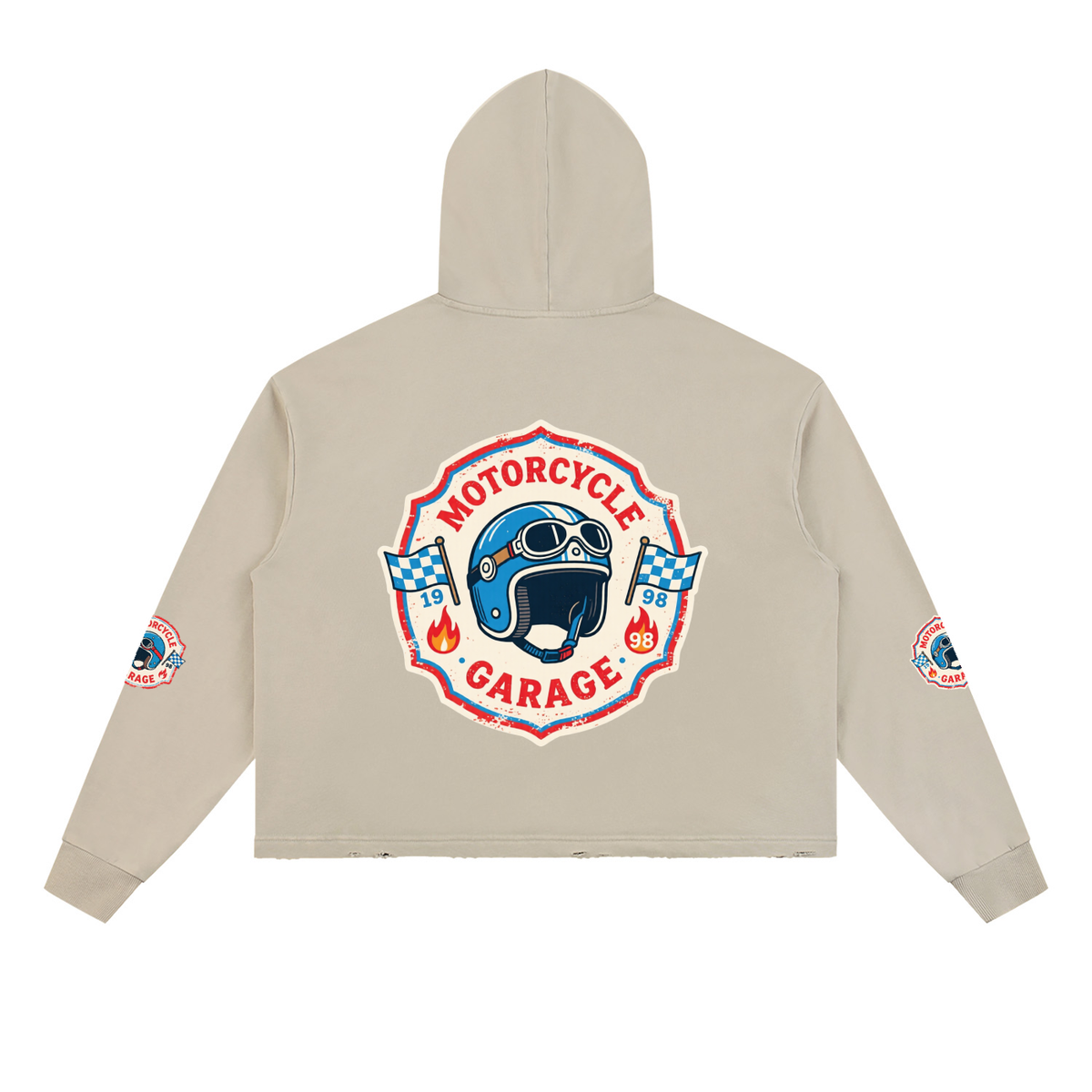 Vintage Washed Frayed-Hem Hoodie