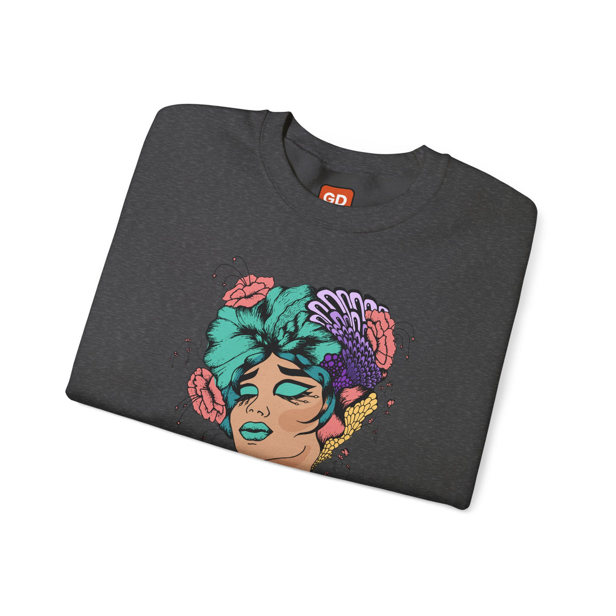 Floral Head Portrait Sweatshirt — "Thank You" Radiant Back Crewneck