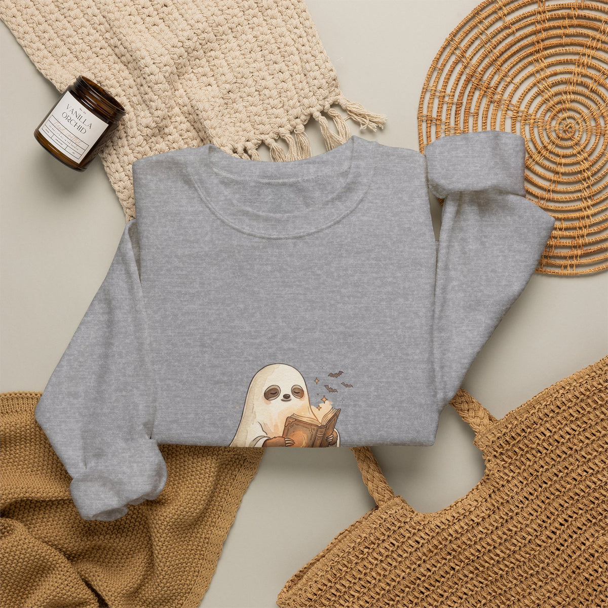 Ghost Puppy on Pumpkin Sweatshirt | Spooky Animals, Halloween Cute