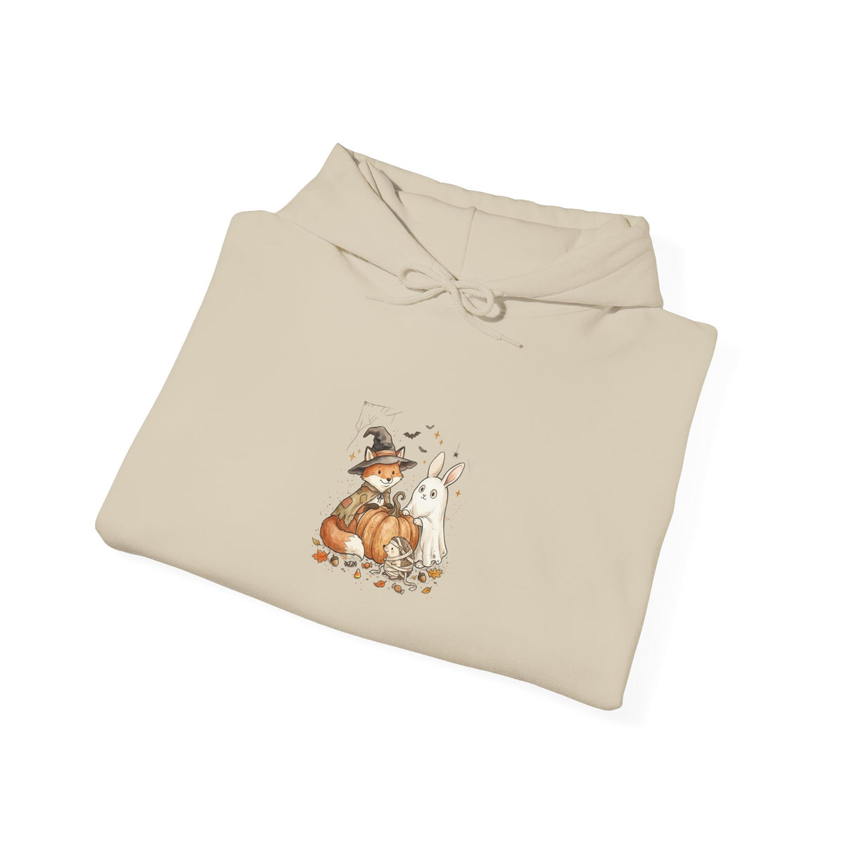 Spooky Pumpkin Fox Hoodie | Halloween Animal Illustration, Witch Hat