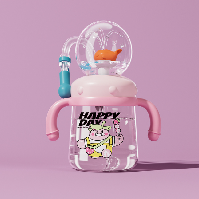 Kids Whale Diving Fountain Water Bottle — Leakproof Tritan Sippy Cup