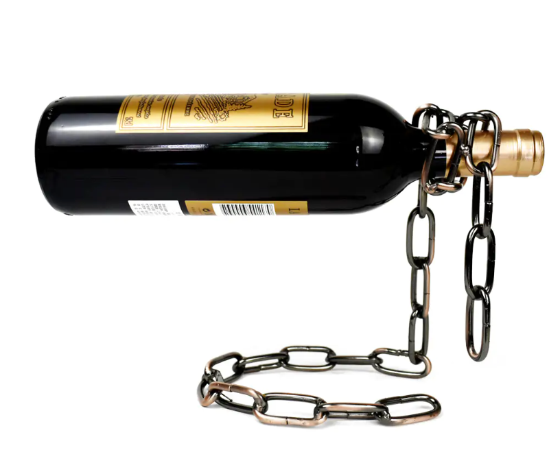 Suspended Iron Chain Wine Bottle Holder — Metal Chain Rack for Home & Bar Décor