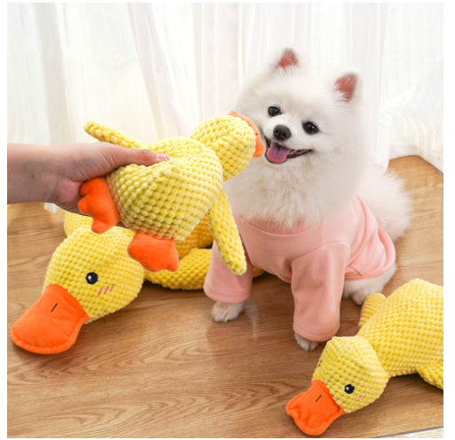 Calming Duck Toy for Dogs & Cats — Plush Squeaky Chew Toy for Puppies