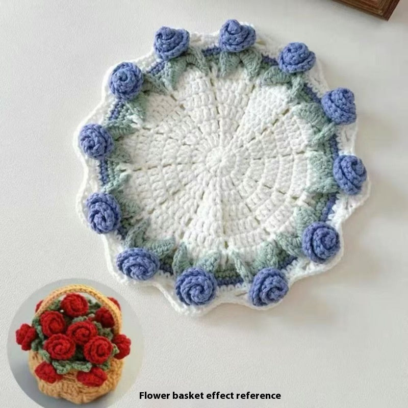 Crochet Rose Coaster DIY Kit — Handmade Floral Craft Set