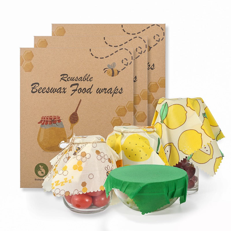 Natural Beeswax Food Wrap — Reusable Eco-Friendly Cotton Fresh-Keeping Cloth