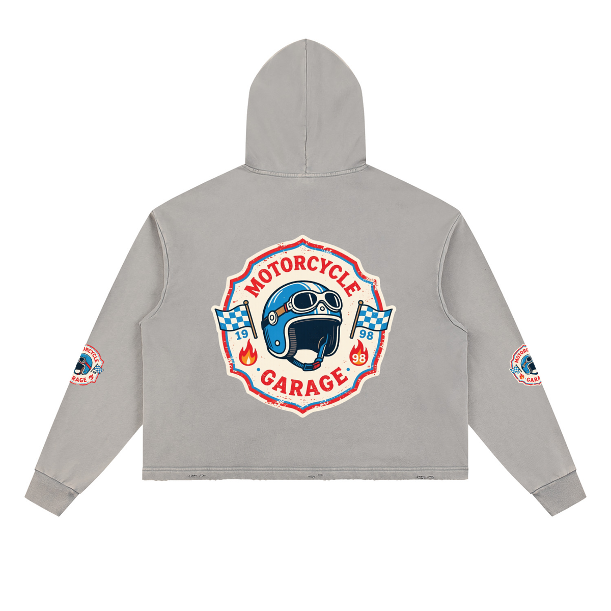 Vintage Washed Frayed-Hem Hoodie
