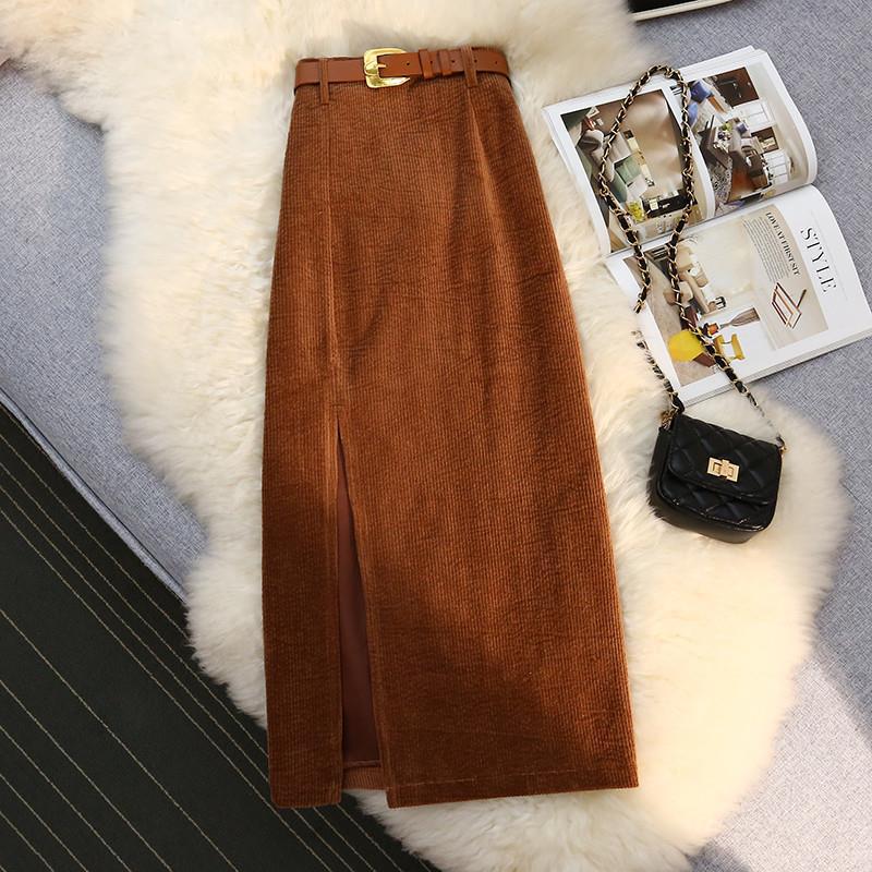 High Waist A-Line Corduroy Skirt — Elegant Midi Skirt for Women