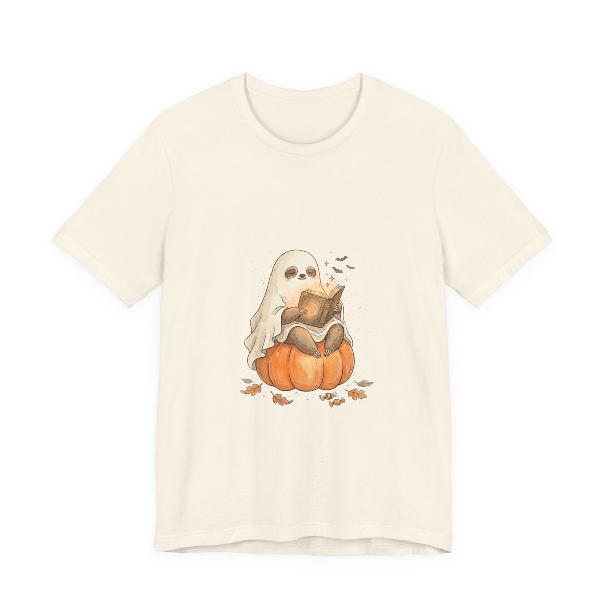 Ghost Costume Kitten Pumpkin Tee | Spooky Animals Halloween Shirt