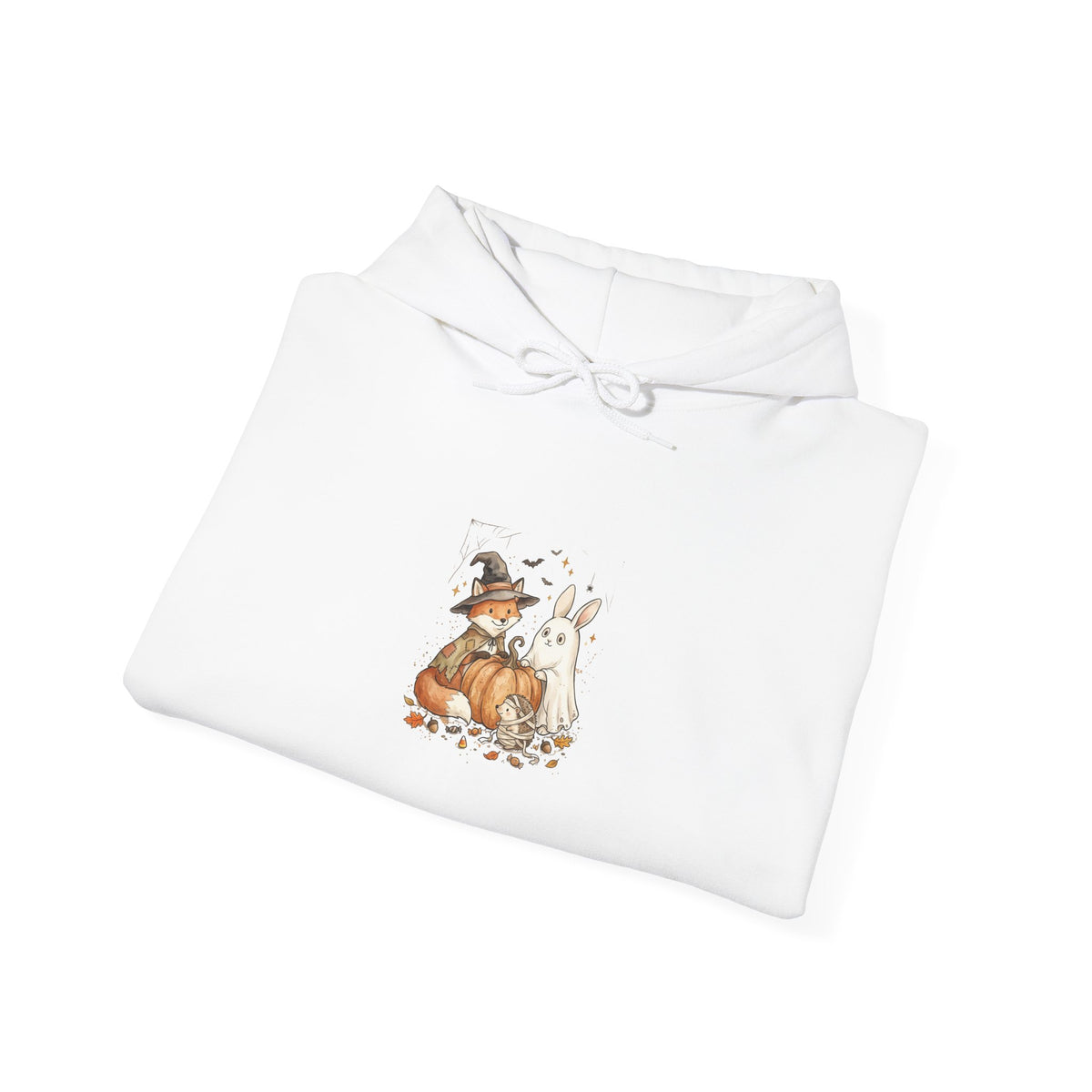 Spooky Pumpkin Fox Hoodie | Halloween Animal Illustration, Witch Hat
