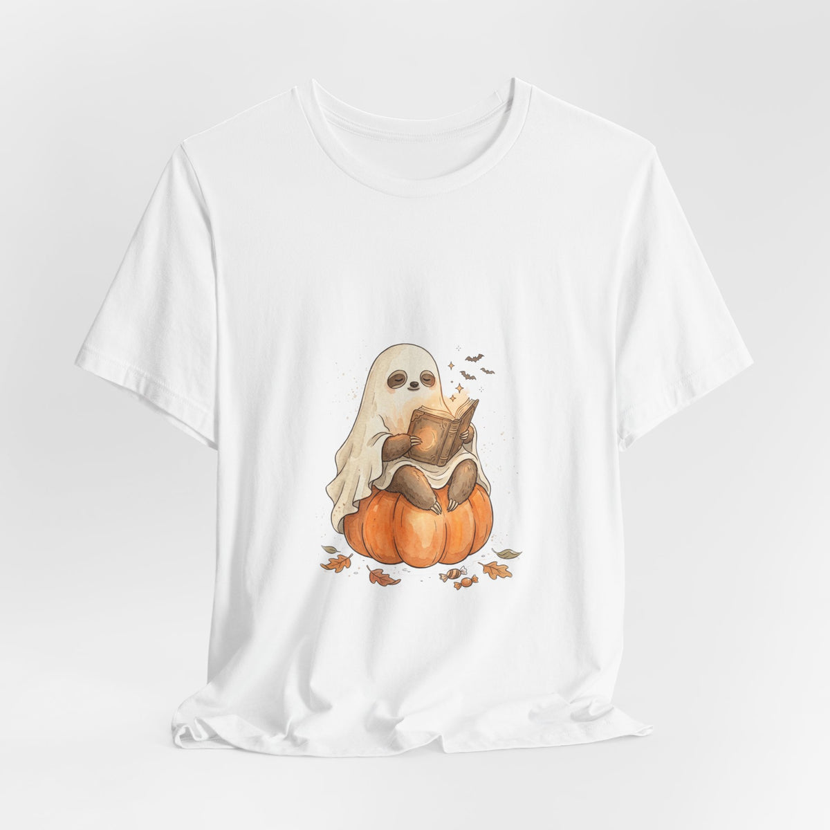 Ghost Costume Kitten Pumpkin Tee | Spooky Animals Halloween Shirt