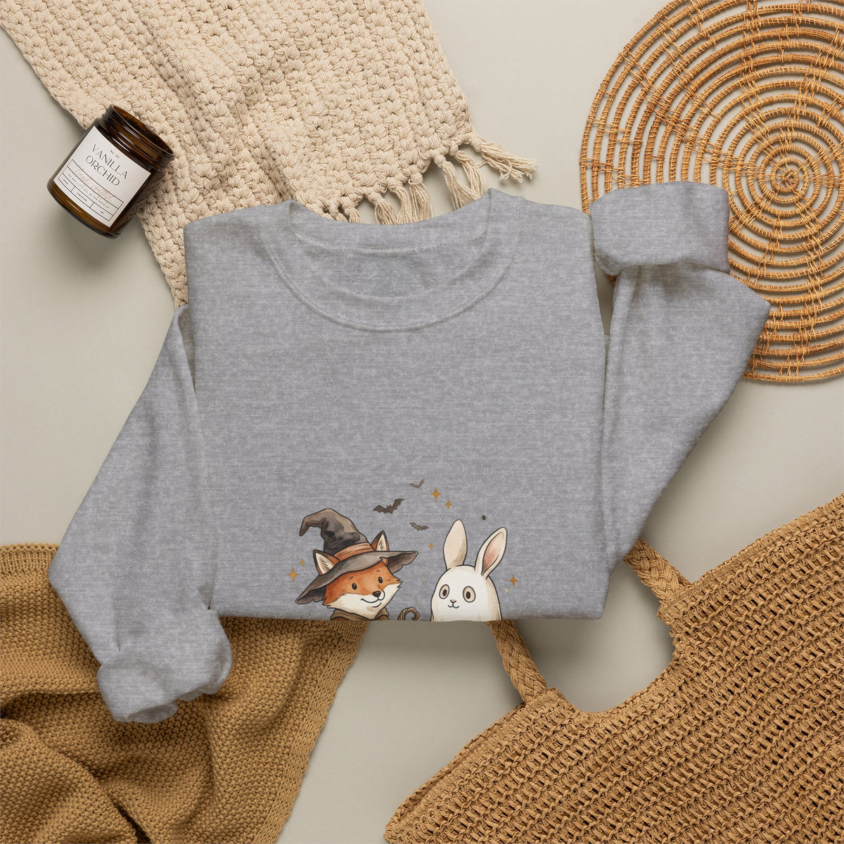 Cute Halloween Woodland Animals Sweatshirt | Spooky Animals Pumpkin Bunny Fox