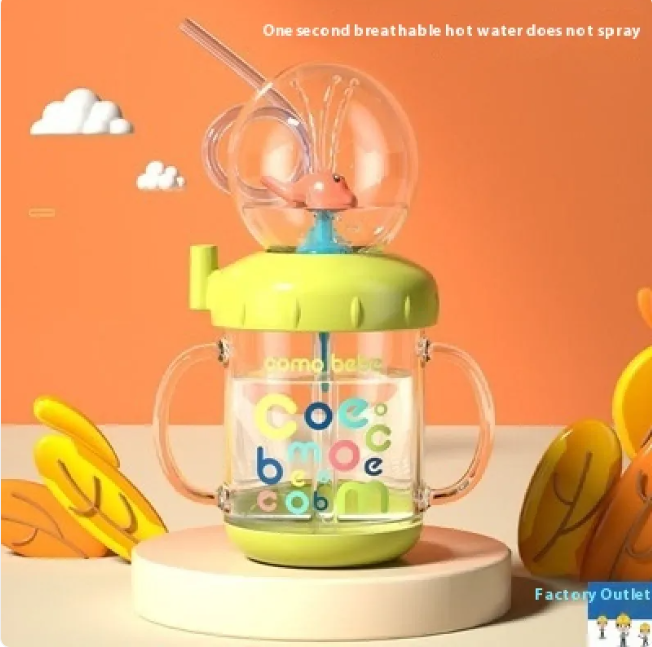 Kids Whale Diving Fountain Water Bottle — Leakproof Tritan Sippy Cup