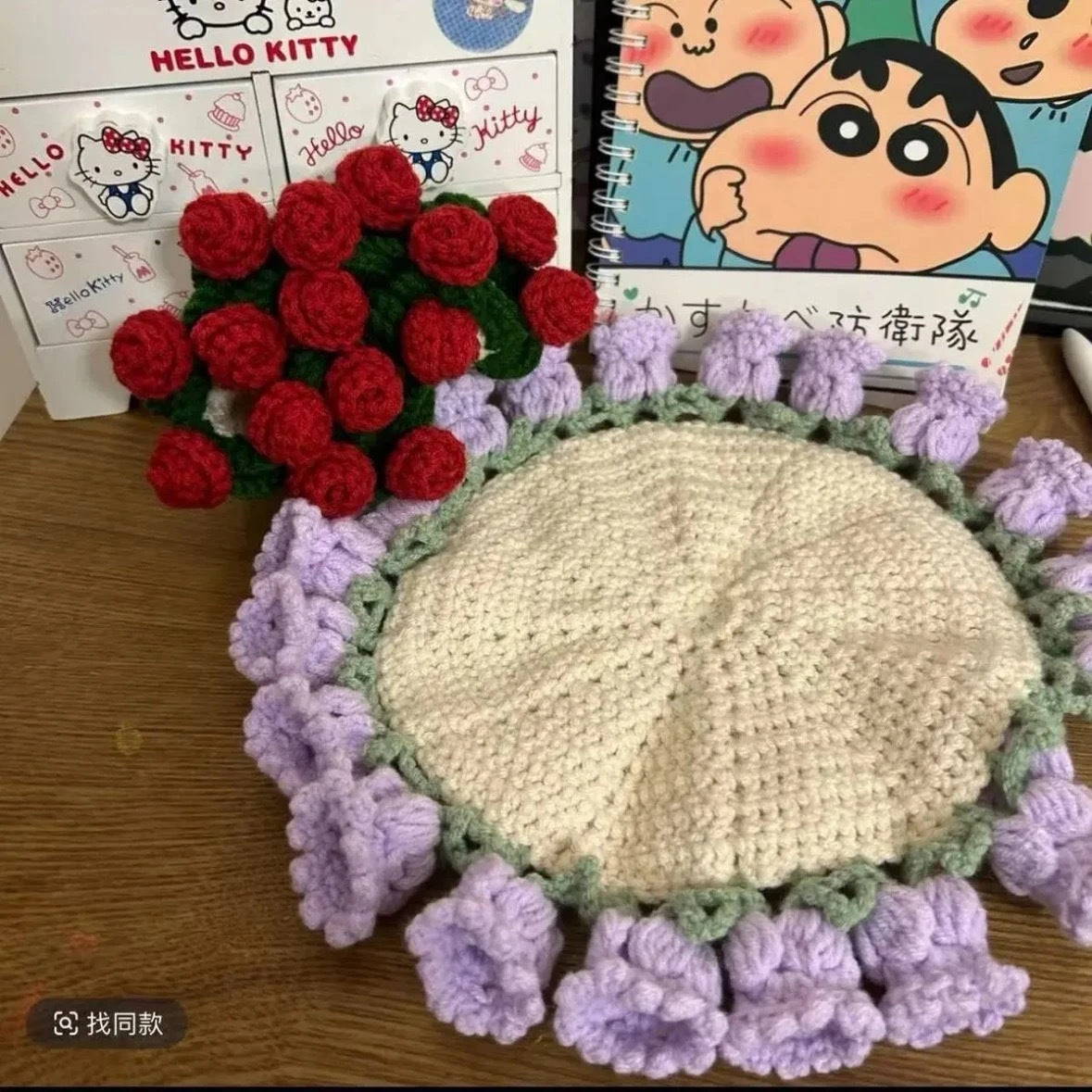 Crochet Rose Coaster DIY Kit — Handmade Floral Craft Set
