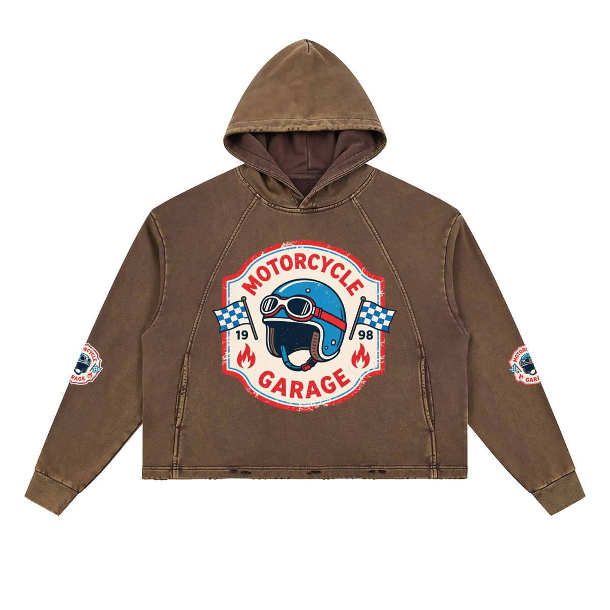 Vintage Washed Frayed-Hem Hoodie