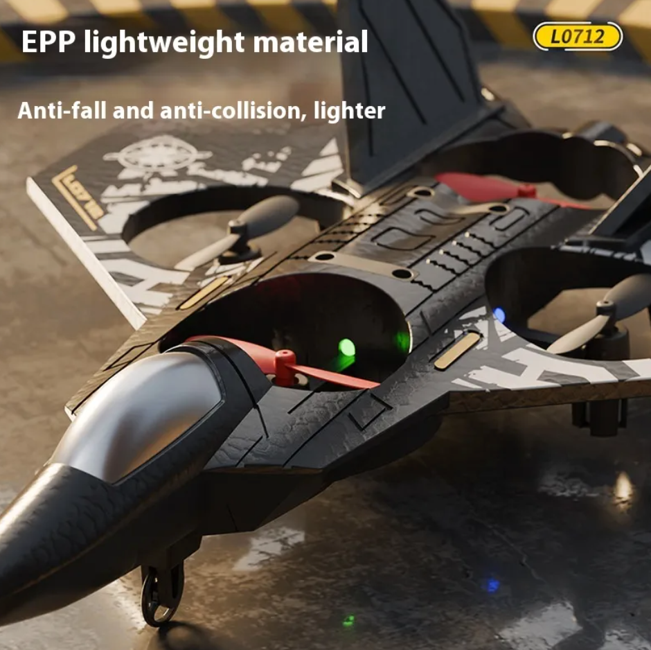 RC Fighter Jet for Kids with LED Lights, Flip Stunts & Gravity Sensing
