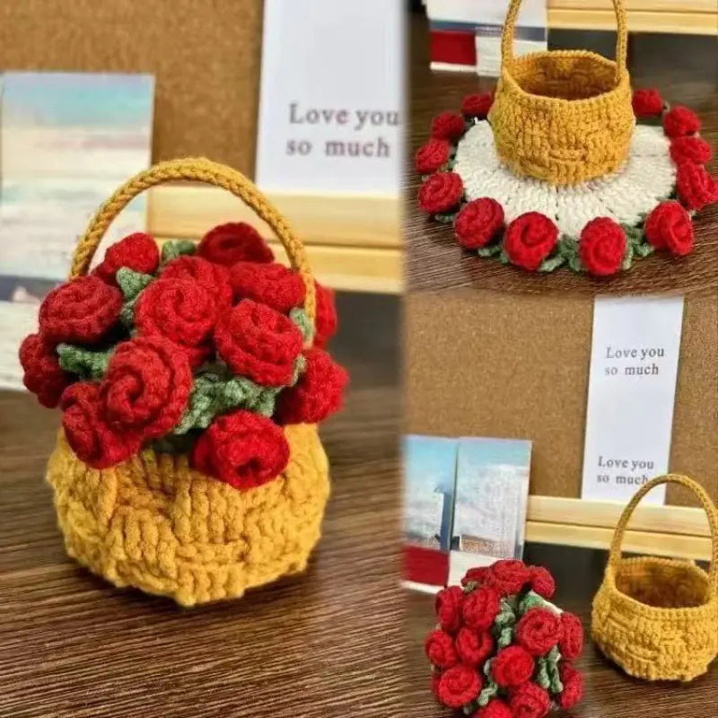 Crochet Rose Coaster DIY Kit — Handmade Floral Craft Set