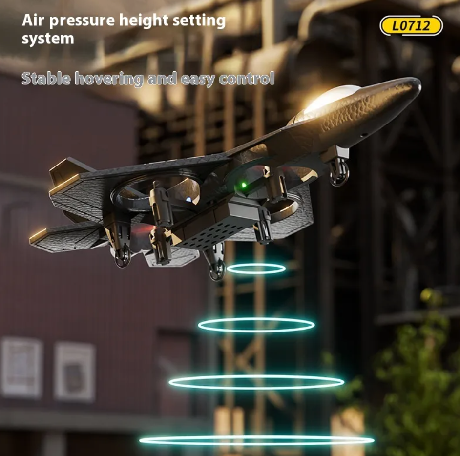 RC Fighter Jet for Kids with LED Lights, Flip Stunts & Gravity Sensing