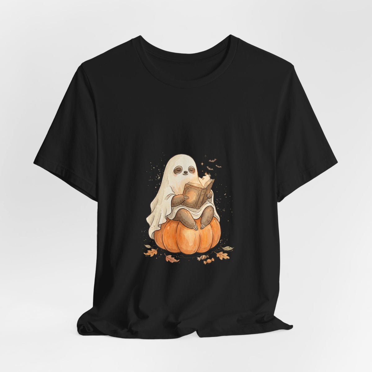 Ghost Costume Kitten Pumpkin Tee | Spooky Animals Halloween Shirt