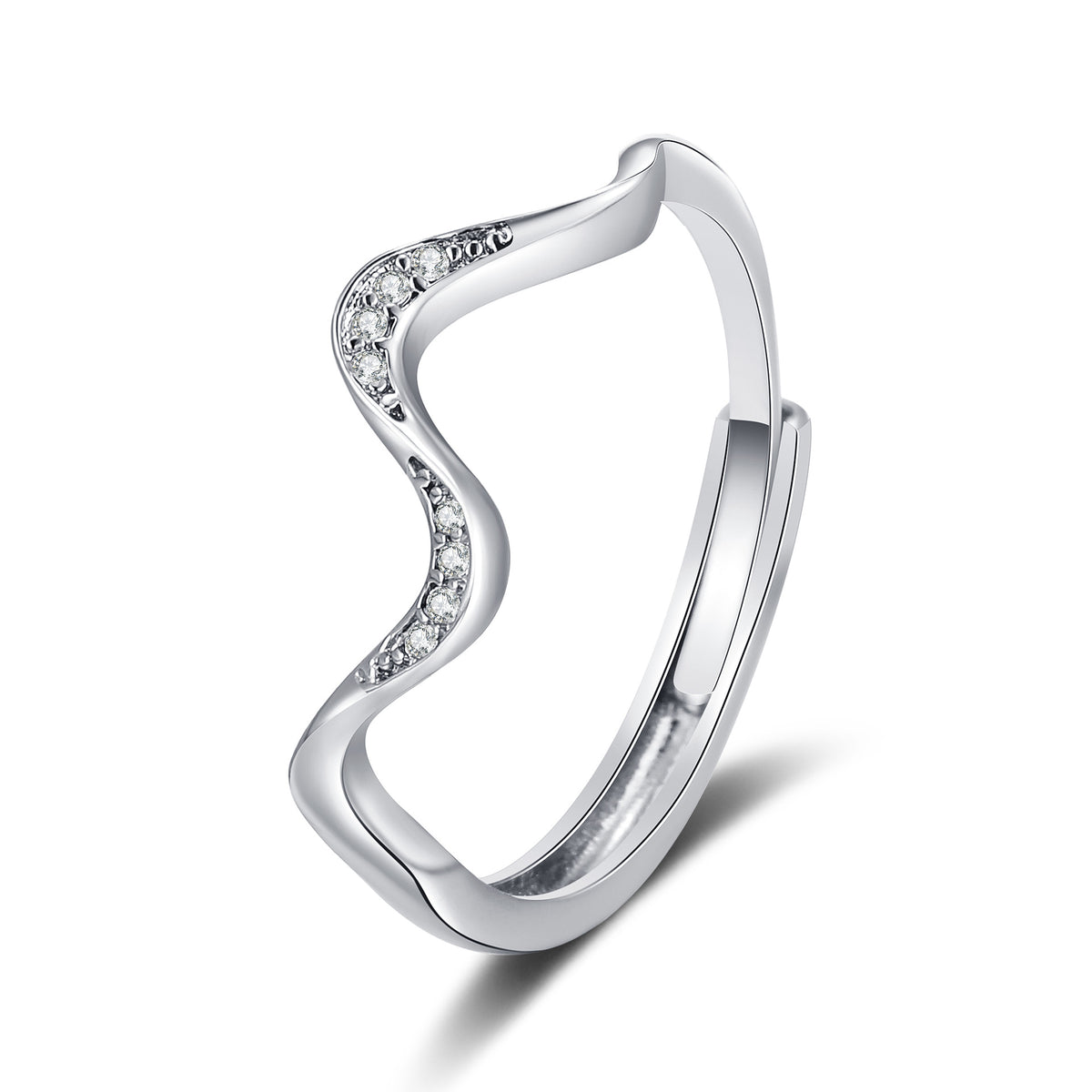 Water Wave Silver Ring — Adjustable Geometric Fashion Ring