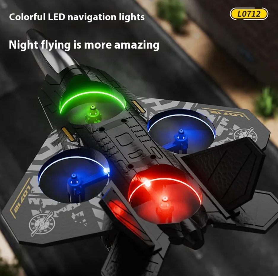 RC Fighter Jet for Kids with LED Lights, Flip Stunts & Gravity Sensing