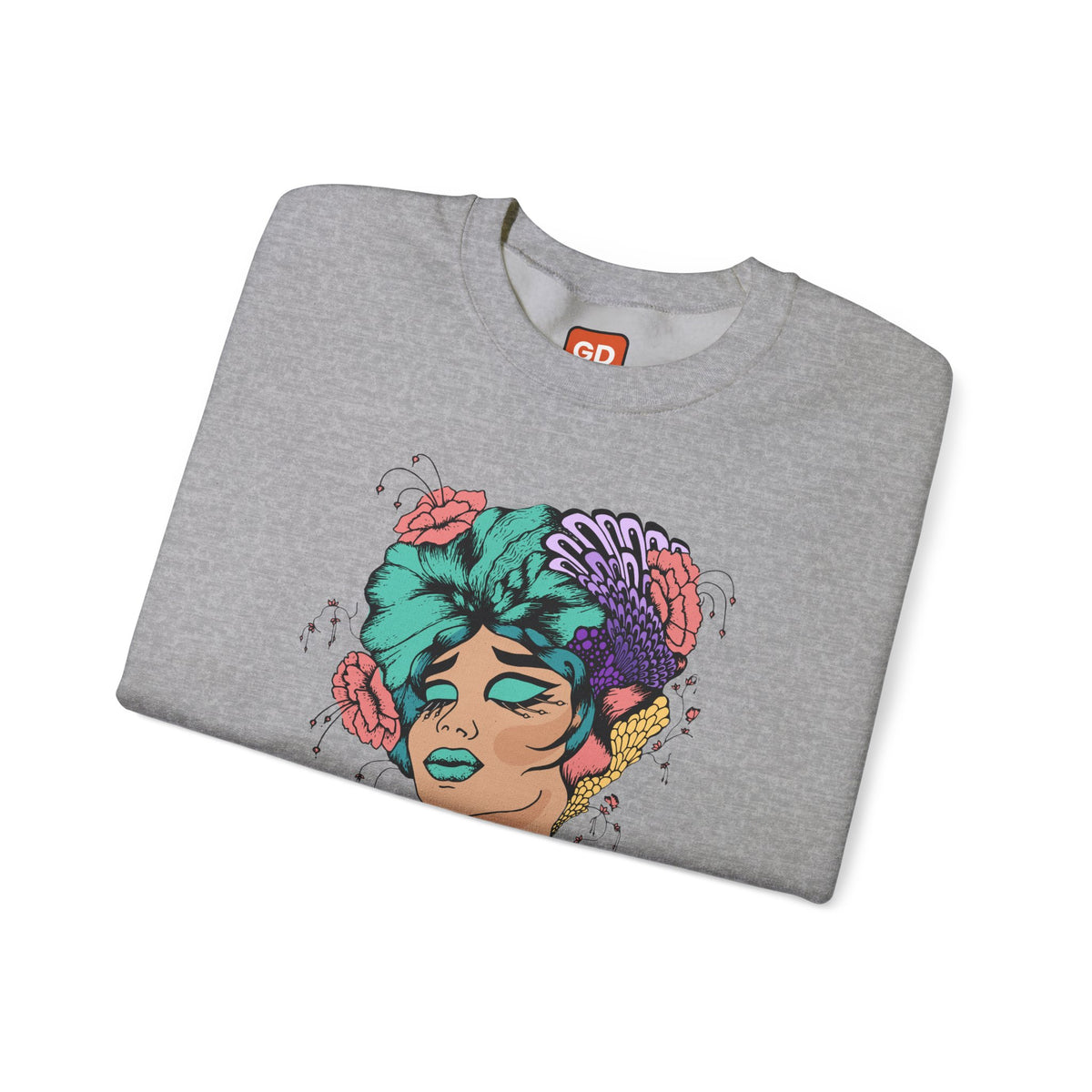 Floral Head Portrait Sweatshirt — "Thank You" Radiant Back Crewneck