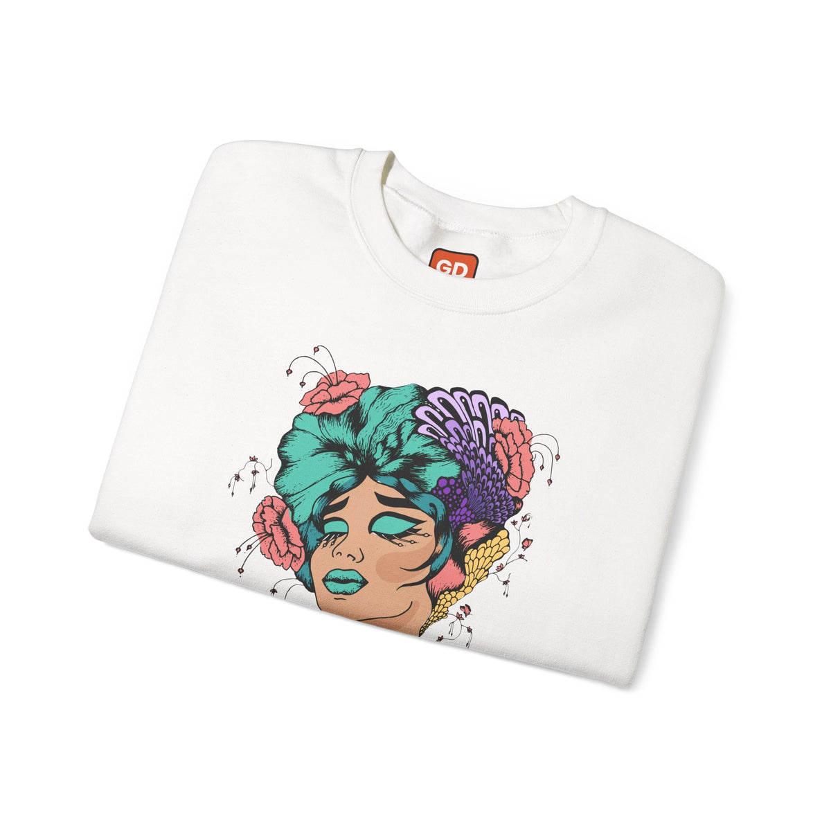 Floral Head Portrait Sweatshirt — "Thank You" Radiant Back Crewneck