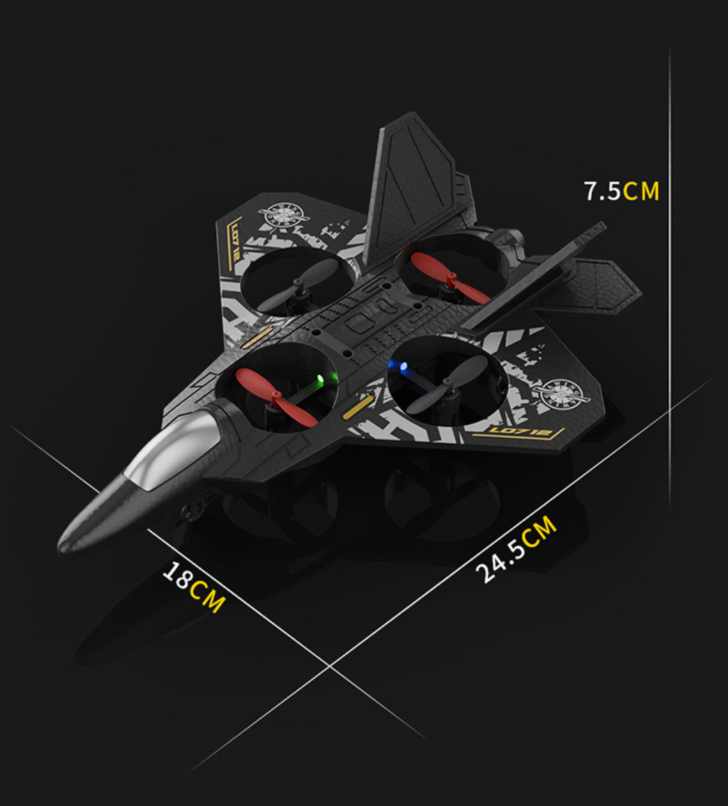 RC Fighter Jet for Kids with LED Lights, Flip Stunts & Gravity Sensing