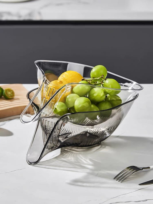 Multifunctional Kitchen Drainage Basket — Fruit, Veg & Rice Washing Bowl