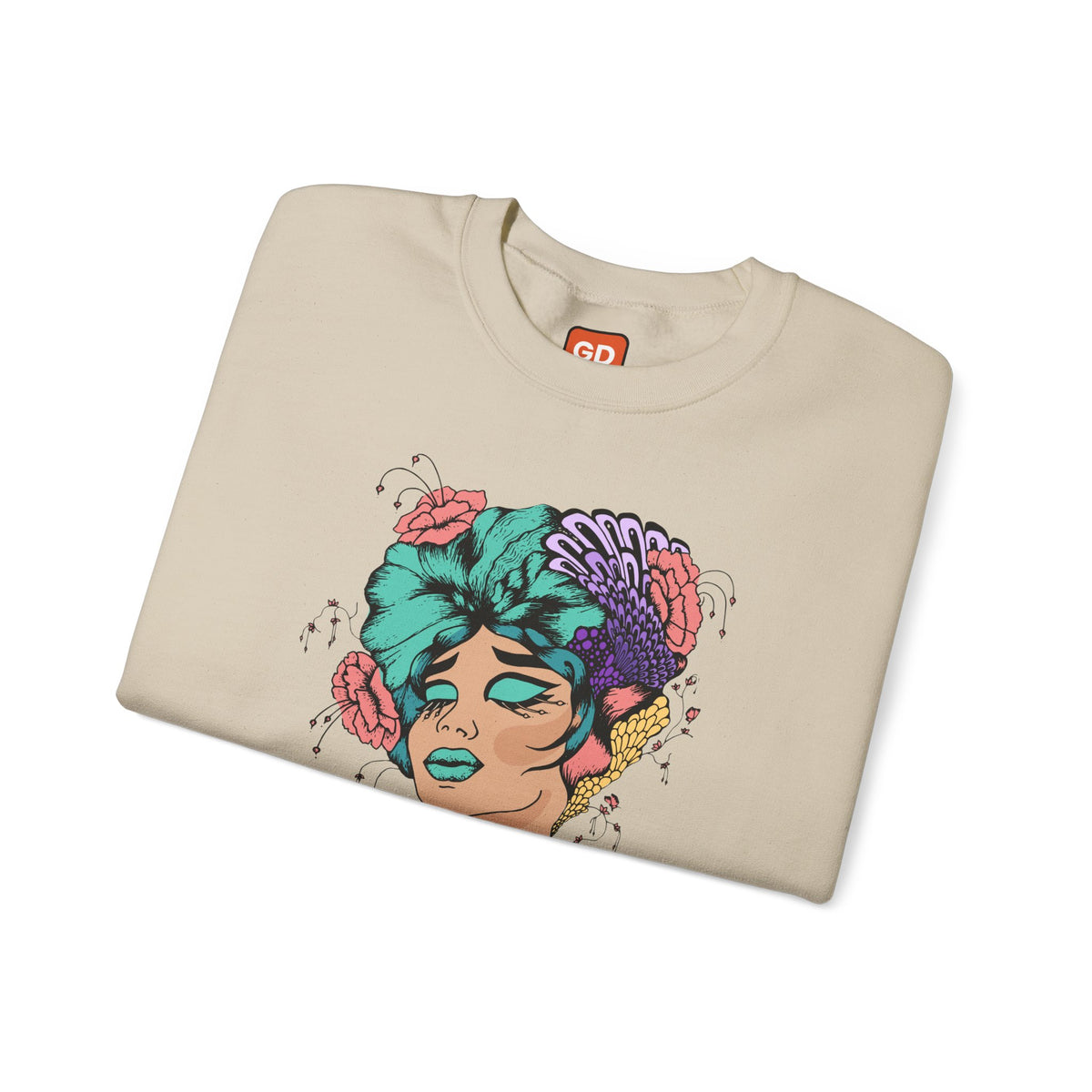 Floral Head Portrait Sweatshirt — "Thank You" Radiant Back Crewneck