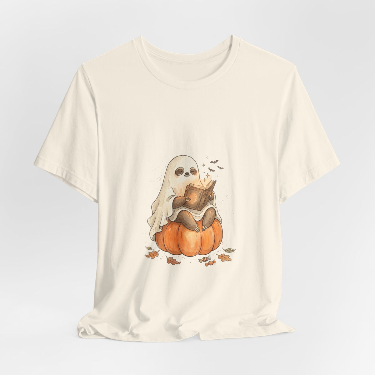 Ghost Costume Kitten Pumpkin Tee | Spooky Animals Halloween Shirt