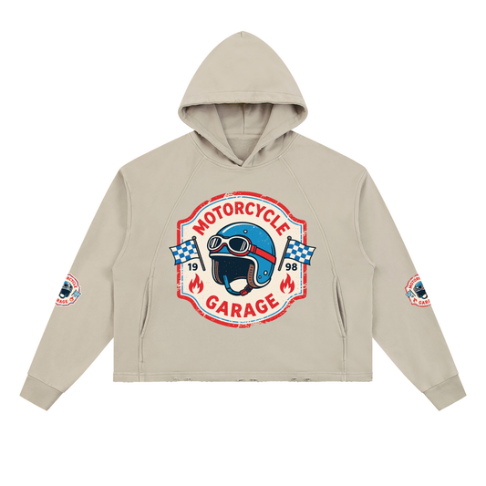 Vintage Washed Frayed-Hem Hoodie
