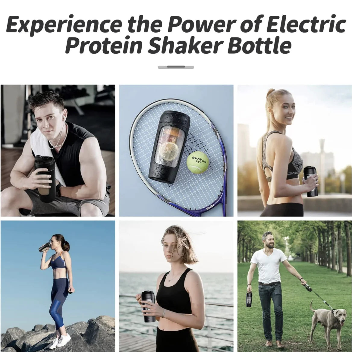 Electric Protein Shaker Bottle — USB Rechargeable Blender Cup for Gym & Fitness