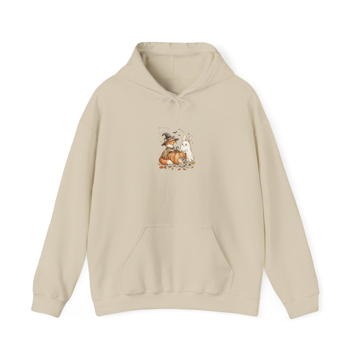 Spooky Pumpkin Fox Hoodie | Halloween Animal Illustration, Witch Hat