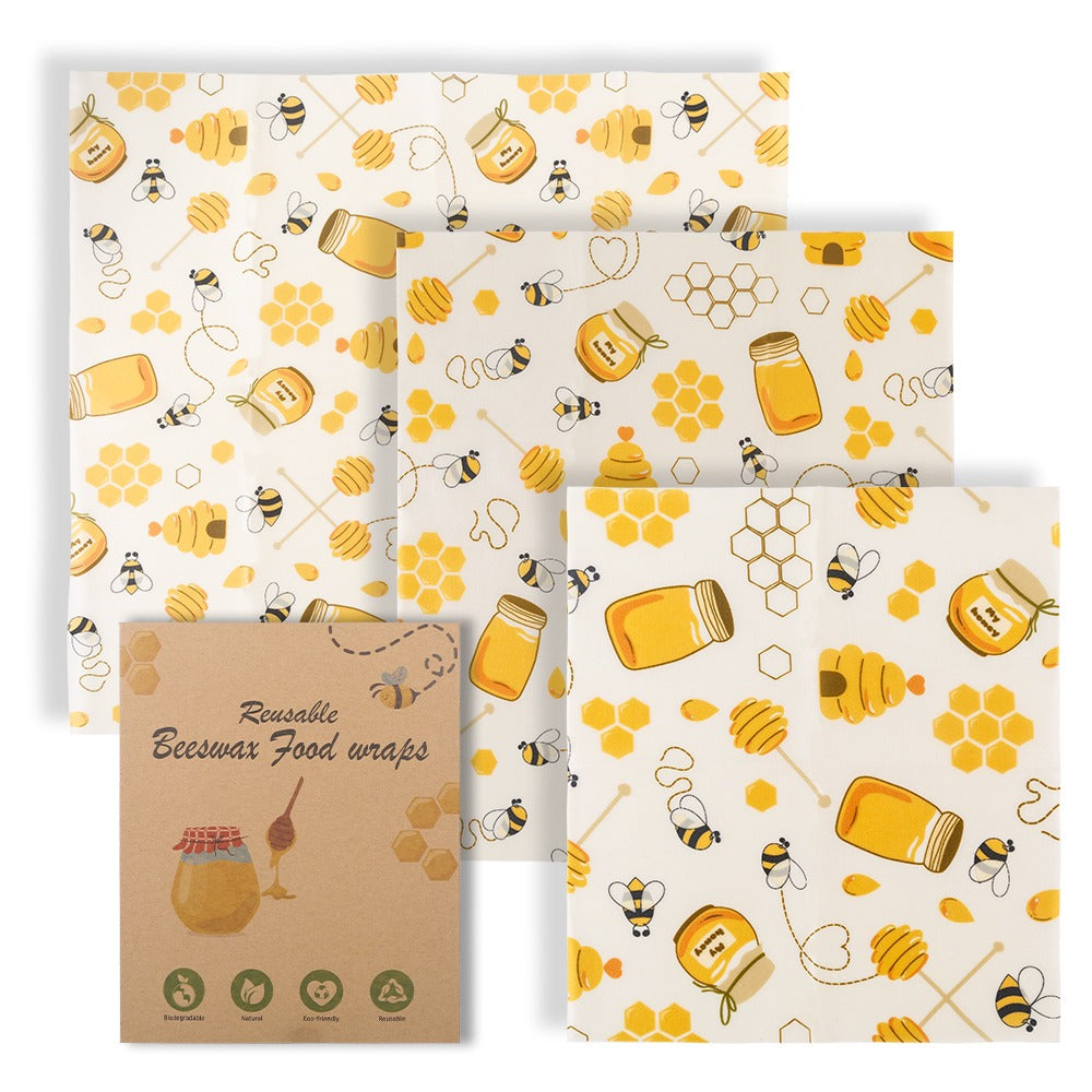 Natural Beeswax Food Wrap — Reusable Eco-Friendly Cotton Fresh-Keeping Cloth