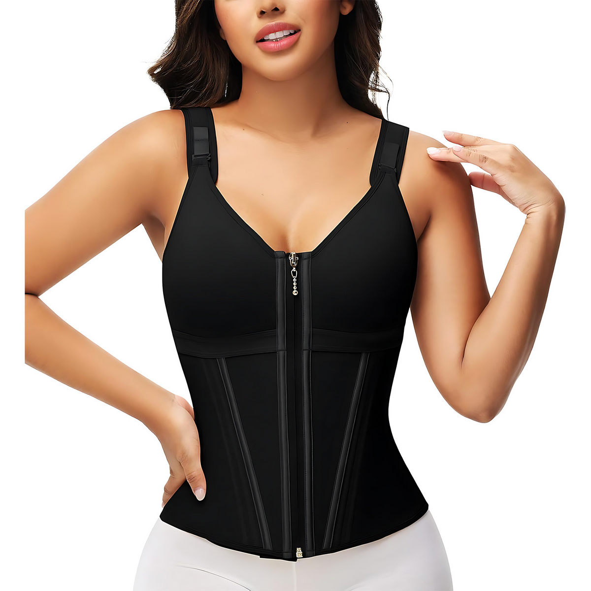 Mesh Waist Slimming Corset — Breathable Shapewear with Three-Hook Closure